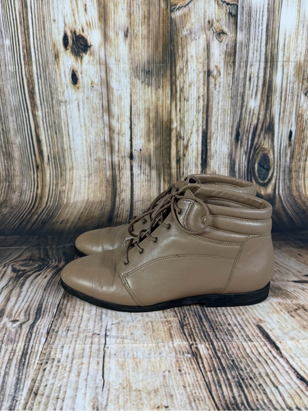 Danexx D-Acton Taupe Leather Lace-Up Ankle Boots Women’s 8M Vintage Cottagecore